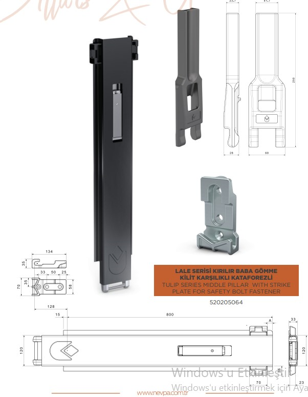 LALE SERISI KIRILIR BABA 800 MM GOMME KILIT KATAFOREZLI